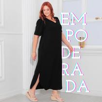 Vestido Longo Plus Size Curvy Manga Curta Large Tendência Vestido Longo Plus Size Curvy Manga Curta Large Tendência