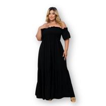 Vestido Longo Plus Size Feminino Elastec Ciganinha 0645 Vestido Longo Plus Size Feminino Elastec Ciganinha 0645