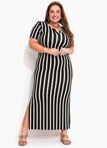 Vestido Longo Plus Size Feminino Evangelico Casual Listrado