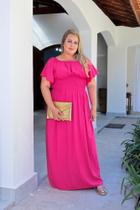 Vestido longo plus size feminino lastex manga godê ajustável casamento convidada