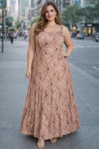 Vestido Longo Plus Size G4 em Viscose Estampado com Babado Vestido Longo Plus Size G4 em Viscose Estampado com Babado