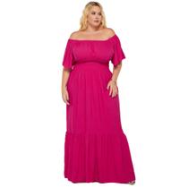 Vestido Longo Plus Size Jovial Rodado Manga Curta Acinturado Lastex Ajustável Moda Evangélica Vestido Longo Plus Size Jovial Rodado Manga Curta Acinturado Lastex Ajustável Moda Evangélica