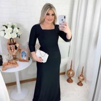 Vestido Longo Plus Size Manga 3/4 Moda Evangélica Feminina 2
