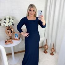 Vestido Longo Plus Size Manga 3/4 Moda Evangélica Feminina 2 Vestido Longo Plus Size Manga 3/4 Moda Evangélica Feminina 2