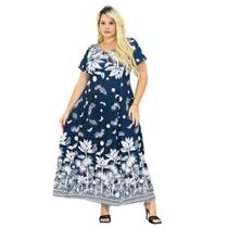 Vestido Longo Plus Size Manga Curta Roupa Feminina