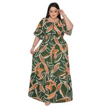 Vestido Longo Plus Size Moda Floral Veste do 46 ao 54 Chic