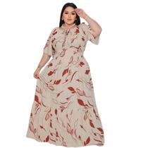 Vestido Longo Plus Size Moda Floral Veste do 46 ao 54 Chic