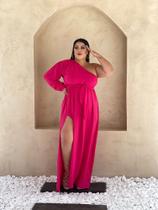 Vestido Longo Plus Size Mula Manca Com Faixa E Fenda Lateral