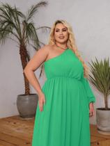 Vestido Longo Plus Size Mula Manca Manga Comprida Fenda Faixa Amarração Casamento Madrinha Convidada