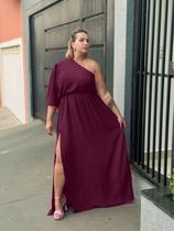 Vestido Longo Plus Size Mula Manca Manga Curta Com Fenda Lateral Tamanho Grande Casamento Festa Formatura Duna