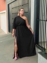 Vestido Longo Plus Size Mula Manca Manga Curta Com Fenda Lateral Tamanho Grande Casamento Festa Formatura Duna