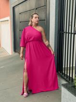 Vestido Longo Plus Size Mula Manca Manga Curta Com Fenda Lateral Tamanho Grande Casamento Festa Formatura Duna Vestido Longo Plus Size Mula Manca Manga Curta Com Fenda Lateral Tamanho Grande Casamento Festa Formatura Duna