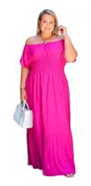 Vestido Longo Plus Size Tamanho Grande Rosa Pink