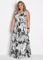 Vestido Longo Plus Size Transpassado Estampado 44 ao 62