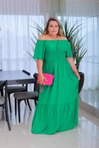 Vestido Longo Plus Size Verde Moda 2024 Coleção Nova