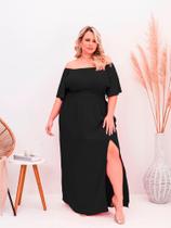 Vestido Longo Plus Size Verde Natal Com Fenda Manga Godê Moda Blogueira Vestido Longo Plus Size Verde Natal Com Fenda Manga Godê Moda Blogueira