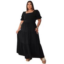 Vestido Longo Plus Size veste 50 EXG Três Maria Lançamento