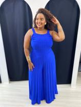 Vestido longo prensado cor azul tamanho G