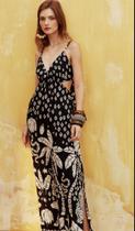 Vestido Longo Preto Estampado