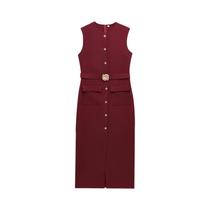 Vestido Longo Preto Sem Mangas Para Mulheres, Elegante E Casual, Com Botões, Primavera Verão 2025 Vestido Longo Preto Sem Mangas Para Mulheres, Elegante E Casual, Com Botões, Primavera Verão 2025