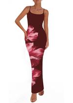 Vestido Longo PRETTYGARDEN com Estampa Floral e Alças Finas para Mulheres Vestido Longo PRETTYGARDEN com Estampa Floral e Alças Finas para Mulheres