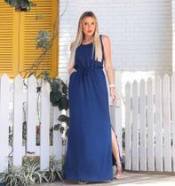 Vestido Longo Regata com Bolso Cordão na Cintura