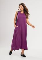 Vestido Longo Regata Com Bolsos Roxo Salvatore Vestido Longo Regata Com Bolsos Roxo Salvatore
