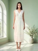 Vestido Longo Regata Indiano Branco Em Algodão B-3666