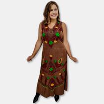 Vestido Longo Regata Indiano Estonado Liso com Bordado S-823 Vestido Longo Regata Indiano Estonado Liso com Bordado S-823