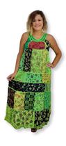 Vestido Longo Regata Patchwork Indiano Bordado