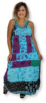 Vestido Longo Regata Patchwork Indiano Bordado