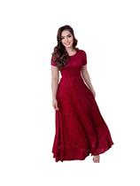 Vestido Longo Renda Acinturado Mangas Curta Moda Evangélica