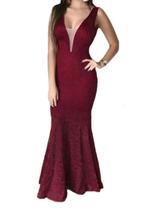 Vestido Longo Renda Festa Madrinha Noite Casamento Civil Vestido Longo Renda Festa Madrinha Noite Casamento Civil