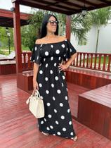 Vestido Longo Retro Vintage em Poa Plus Size - Donaluu