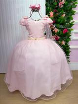 Vestido Longo Rosa Bebê Banana Club com Detalhes em Diamante Vestido Longo Rosa Bebê Banana Club com Detalhes em Diamante