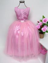 Vestido Longo Rosa Dama Daminha Florista Infantil Princesas - Enjoy
