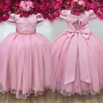 Vestido Longo Rose Busto Nervura Pérolas Luxo Vestido Longo Rose Busto Nervura Pérolas Luxo
