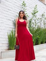 Vestido Longo Saia com Babado Laço nas Costas