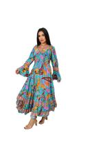 Vestido Longo Seda Indiana Unica Moda Boho Chic Hipie 333