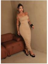 Vestido Longo sem alça Drapeado