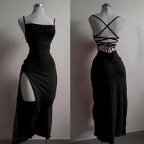 Vestido Longo Sem Costas Com Renda E Fenda Para Mulheres, Sexy, Para Festas, Baladas E Eventos Vestido Longo Sem Costas Com Renda E Fenda Para Mulheres, Sexy, Para Festas, Baladas E Eventos