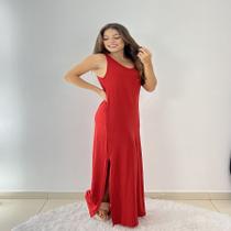 Vestido Longo Sem Manga Com Fenda Lateral Vermelho Vestido Longo Sem Manga Com Fenda Lateral Vermelho