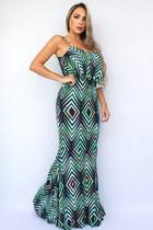 Vestido Longo Sereia Estampado De Alça F081
