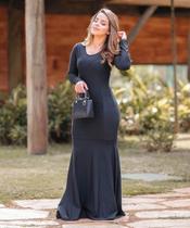 Vestido Longo Sereia Manga Longa Moda Evangélica Feminina Vestido Longo Sereia Manga Longa Moda Evangélica Feminina