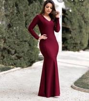 Vestido Longo Sereia Manga Longa Moda Evangélica Feminina Vestido Longo Sereia Manga Longa Moda Evangélica Feminina