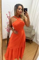 Vestido longo sol Modas feminino, laranja tam G