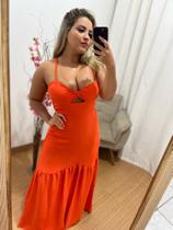 Vestido longo sol Modas feminino laranja tamnho G