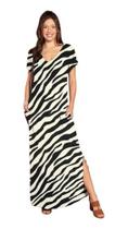 Vestido Longo Soltinho Com Fenda Zebra.