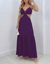 Vestido Longo Soltinho De Amarrar Vazado Alcinha Argola Duna