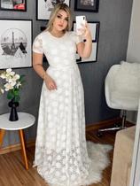 Vestido Longo Soltinho Manga Curta Festa Romantico Casamento